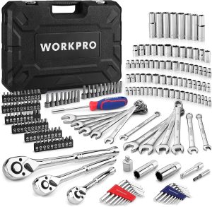 Mechanics Tools Kit and Socket Set, 192-Piece, 1/2'', 1/4'', 3/8'' Drive Socket Ratchet Wrench Set with Molded Case